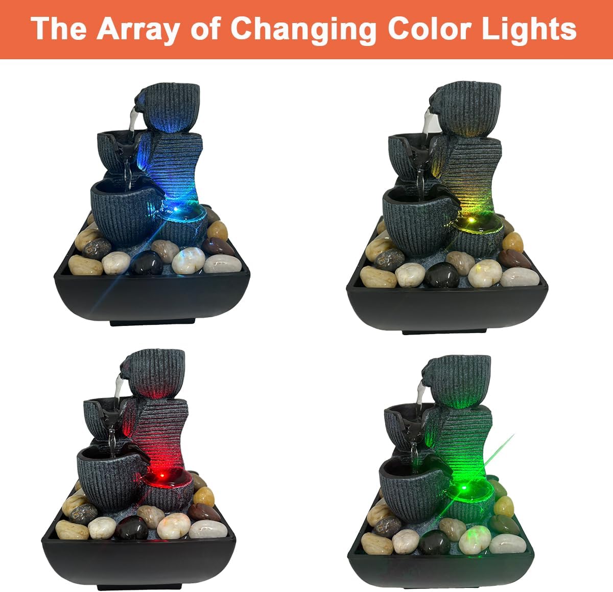 Indoor Tabletop Water Fountain with LED Light