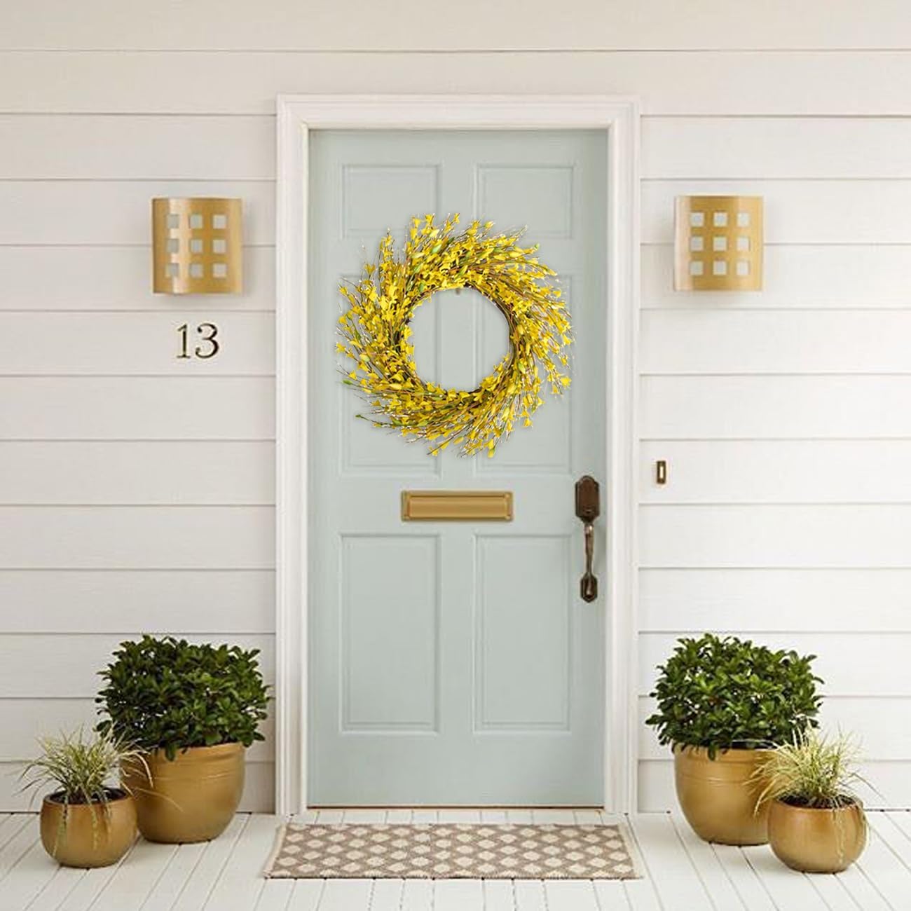 Bibelot 18 Inch Artificial Forsythia Wreath Yellow