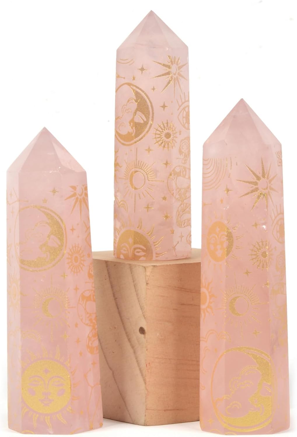 Rose Quartz Moon and Witch Crystal Tower for Healing and Energy