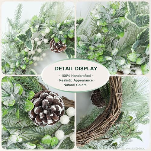 Winter Christmas Wreath for Front Door 20 Inches