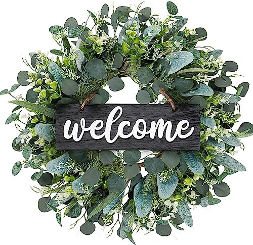 Dremisland Green Eucalyptus Wreath with Welcome Sign