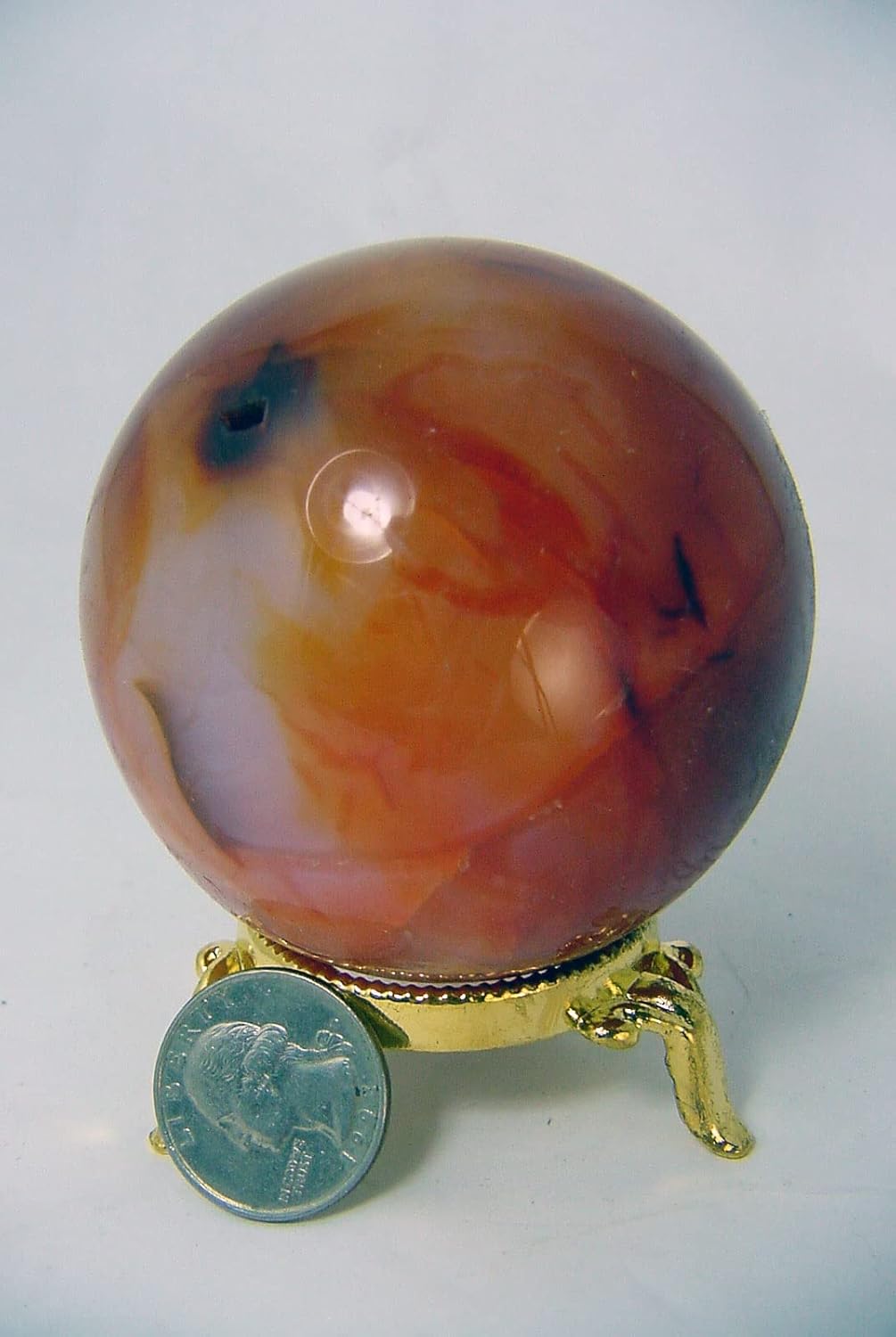Carnelian Agate Sphere 70mm with Stand for Healing