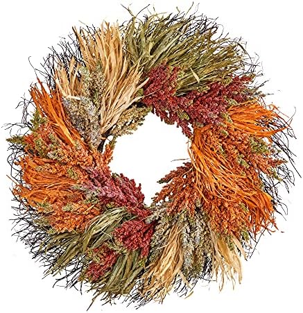 Nearly Natural 26-Inch Fall Sorghum Artificial Wreath