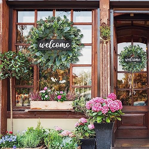 Dremisland Green Eucalyptus Wreath with Welcome Sign