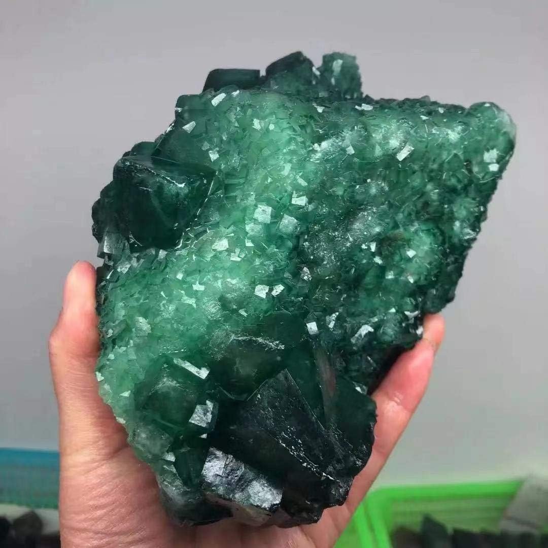 1pc 1000g-1200g Green Fluorite Geode Crystal Mineral Specimen Cluster