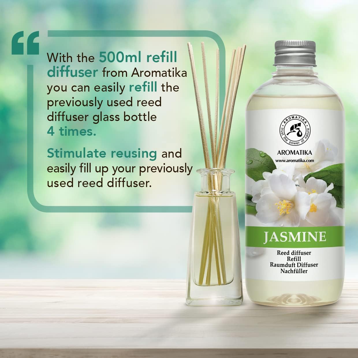 Jasmine Essential Oil Reed Diffuser Refill 34 Fl Oz