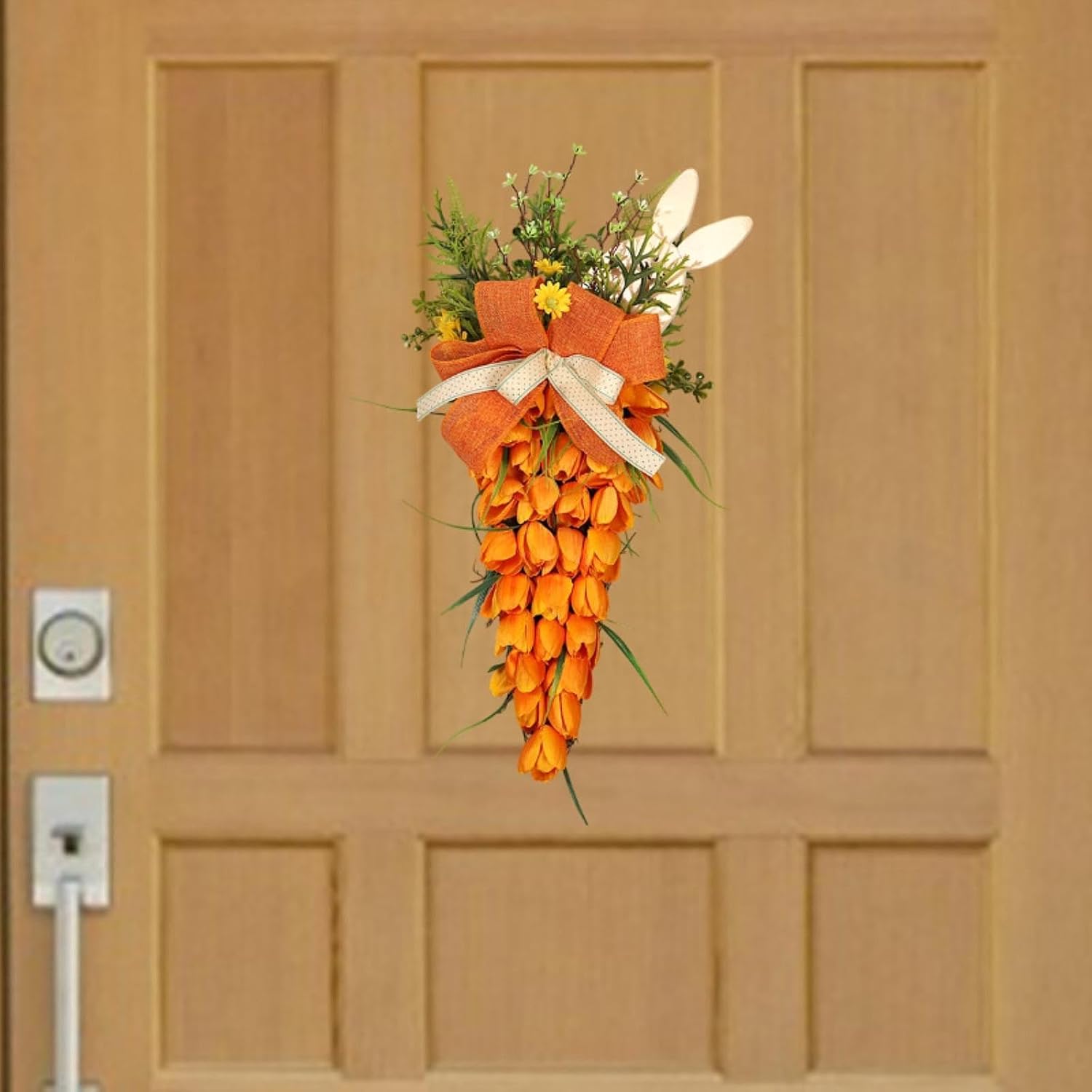 Tulip Carrot Easter Wreath Hanging Ornament with Bunny