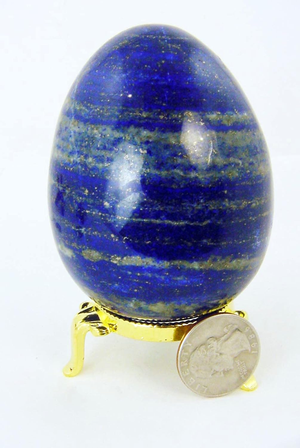 Natural Afghanistan Lapis Lazuli Egg Healing Stone with Stand