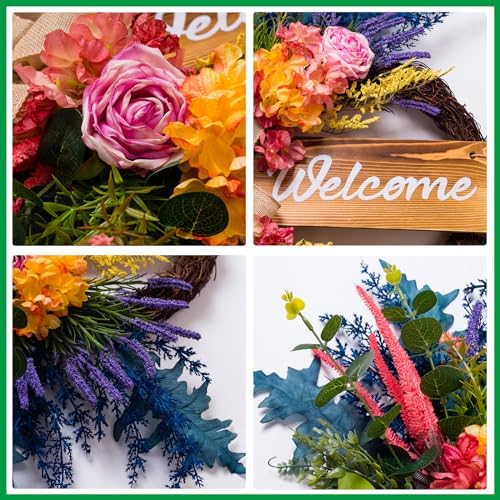Welcome Sign Wreath for Front Door Decor