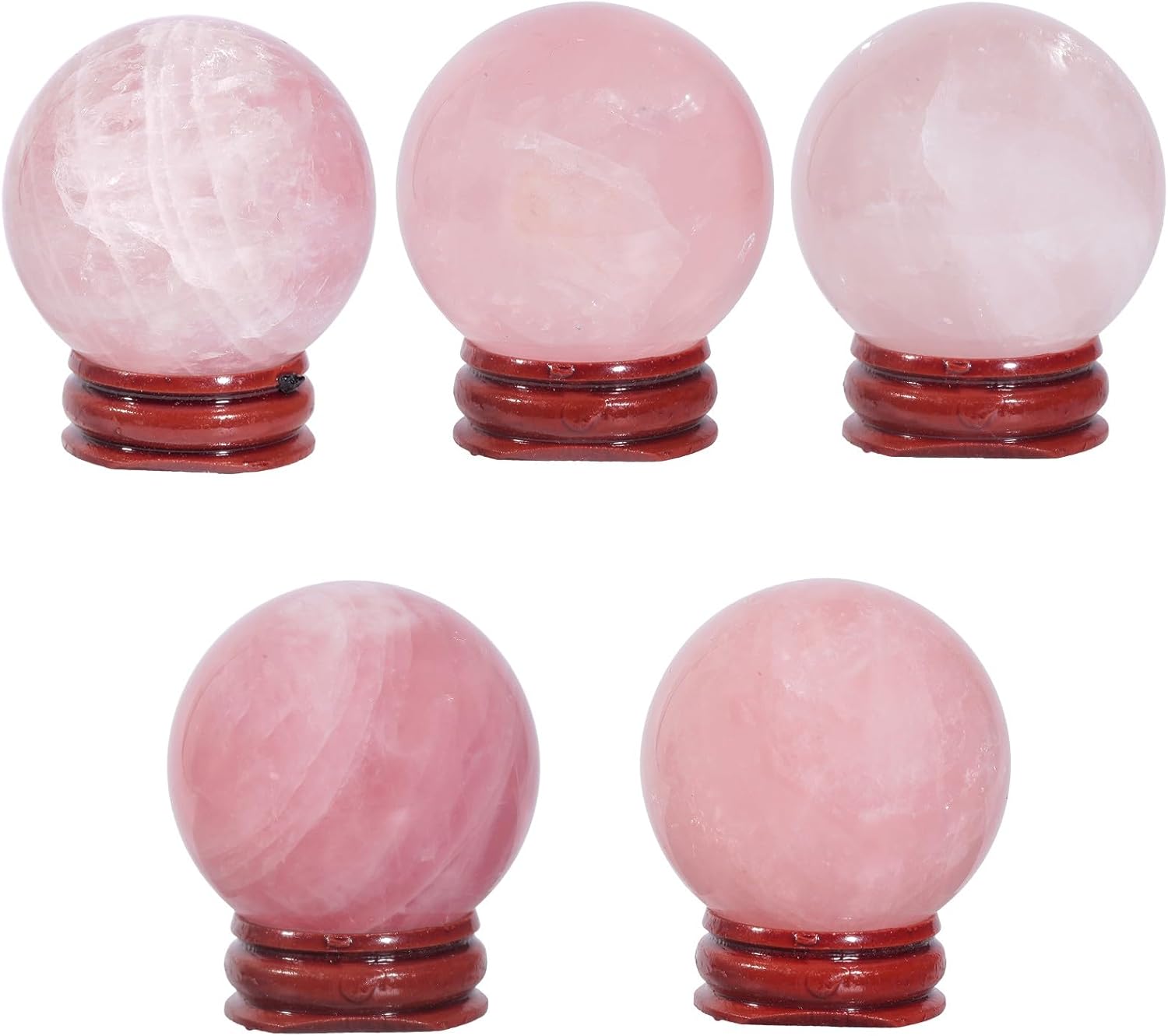 Tumbeelluwa Natural Rose Quartz Crystal Ball with Wood Stand