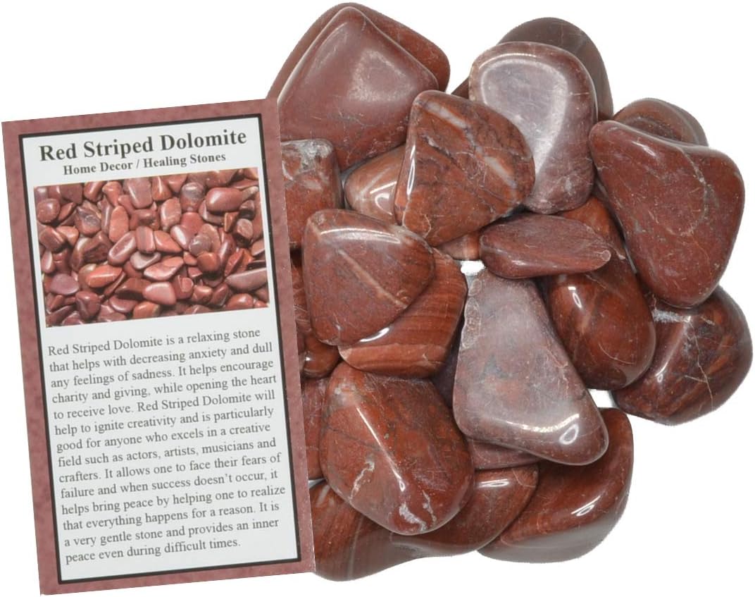 11 Lbs Red Striped Dolomite Tumbled Stones - Grade 1 - Medium