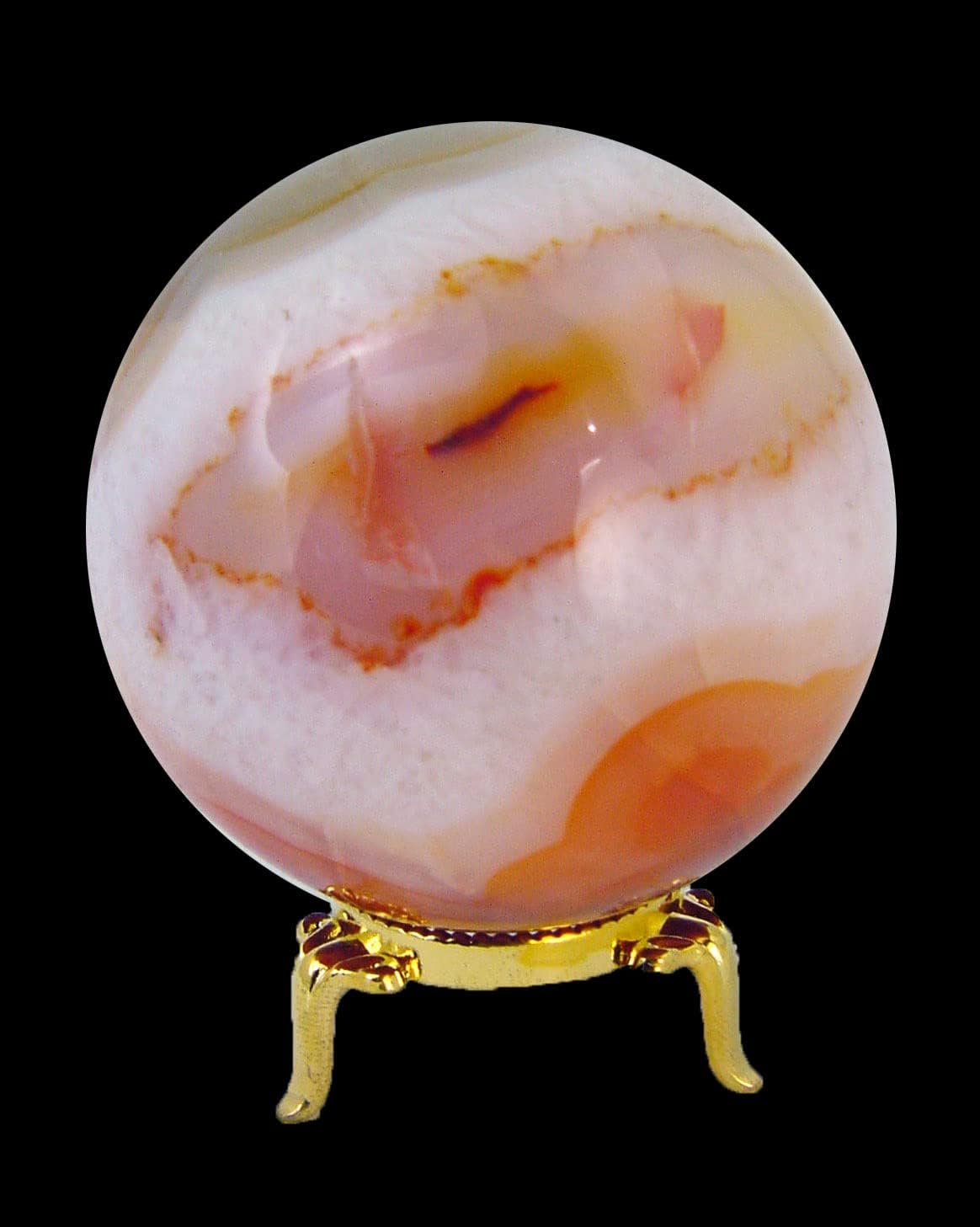 Carnelian Agate Sphere 67mm Healing Crystal with Stand
