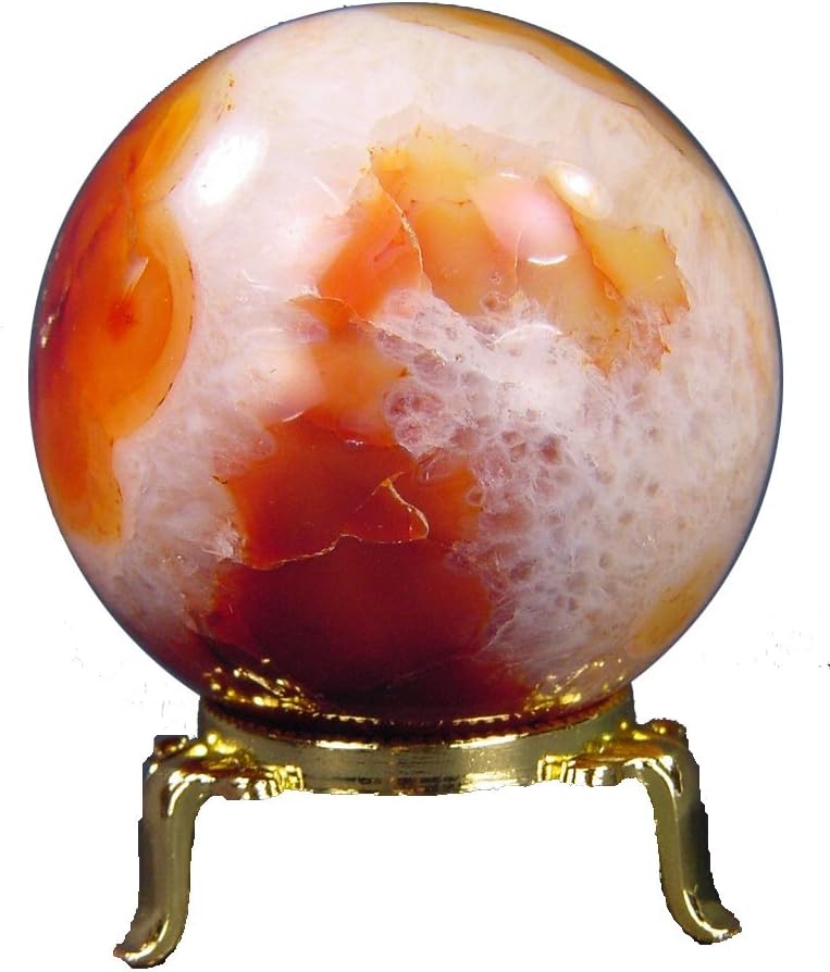 Carnelian Agate Sphere with Stand 27 Inches