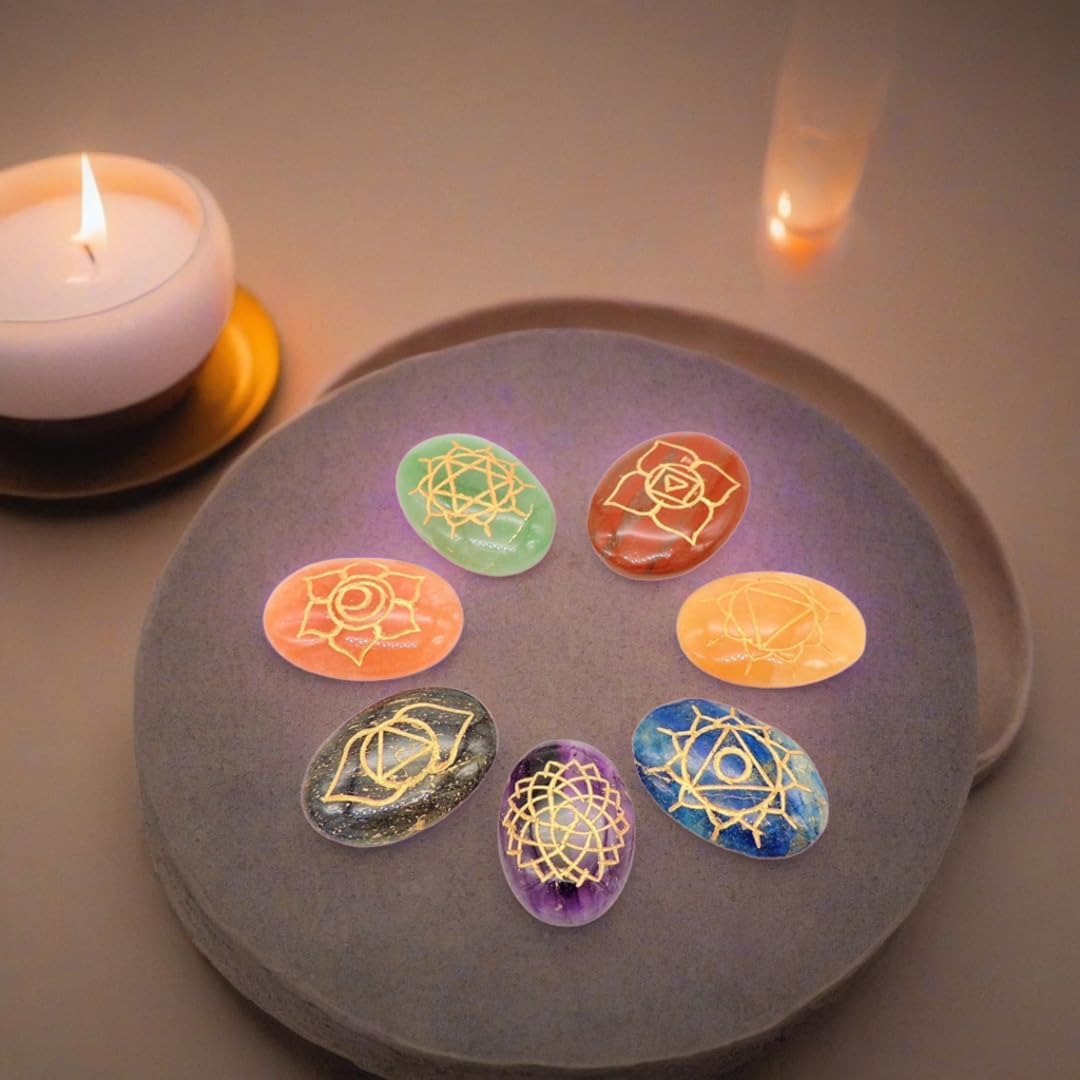 7 Chakra Healing Crystals Oval Stones Set
