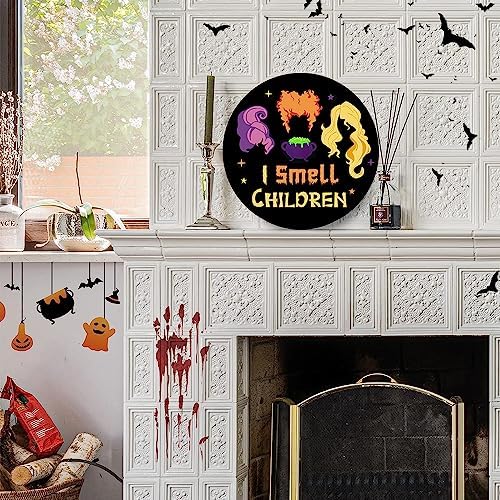 Halloween Wreath Hocus Pocus Door Sign Wooden Bow Decor