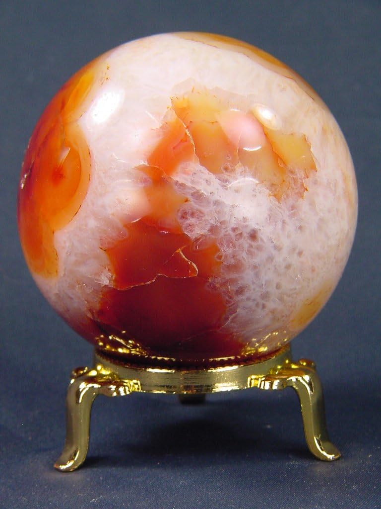 Carnelian Agate Sphere with Stand 27 Inches