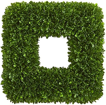 Nearly Natural 17 Inch Tea Leaf Square Wreath Artificial Plant Green