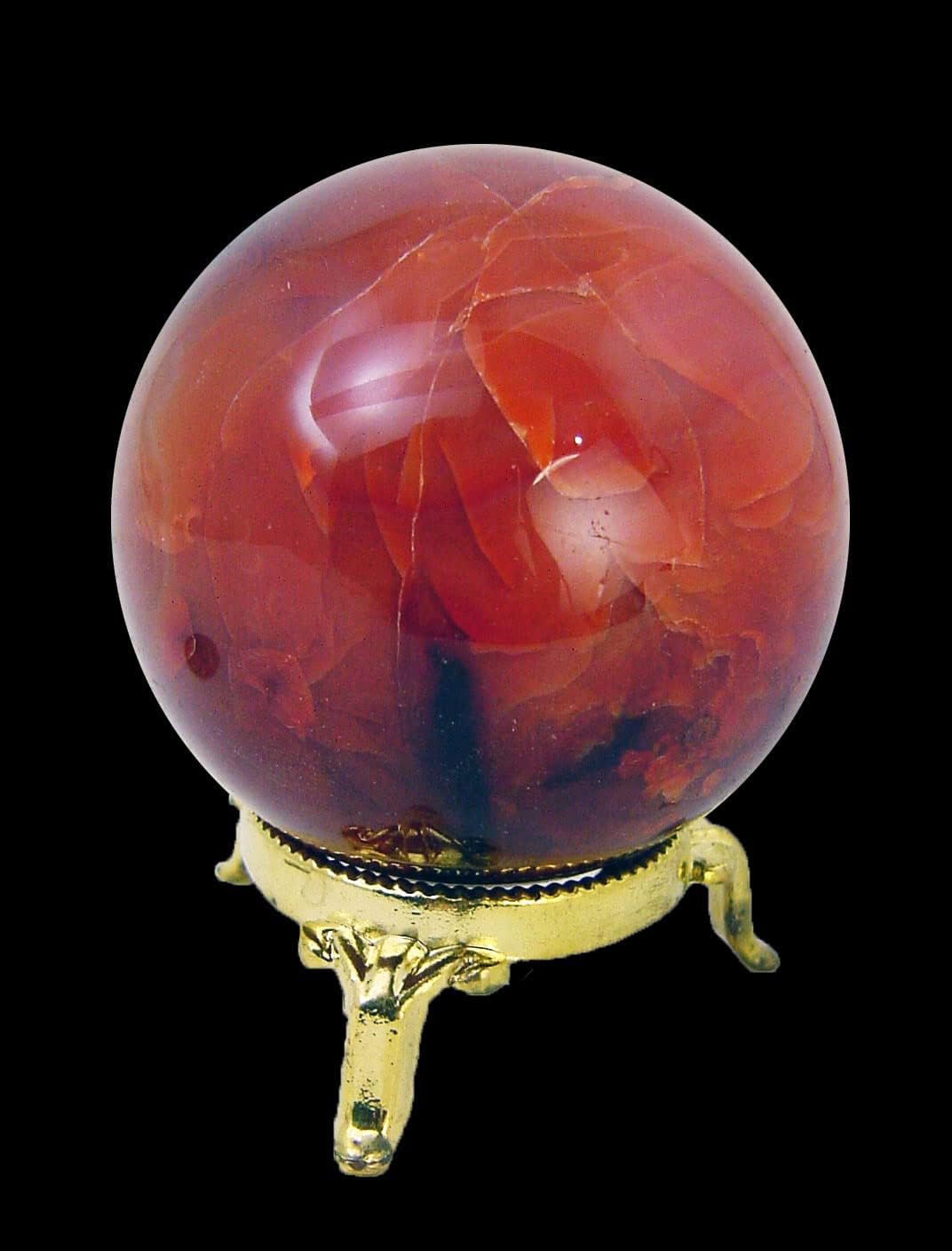 Carnelian Agate Sphere 68mm Healing Stone with Stand