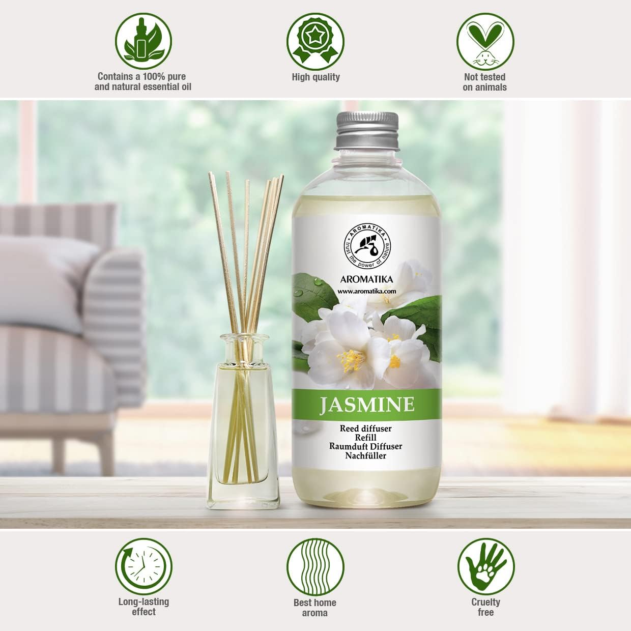 Jasmine Essential Oil Reed Diffuser Refill 34 Fl Oz