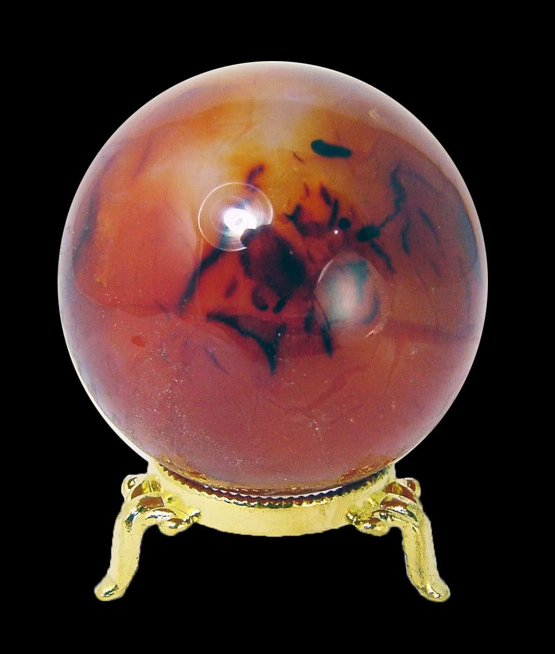 Carnelian Agate Sphere 70mm with Stand for Healing