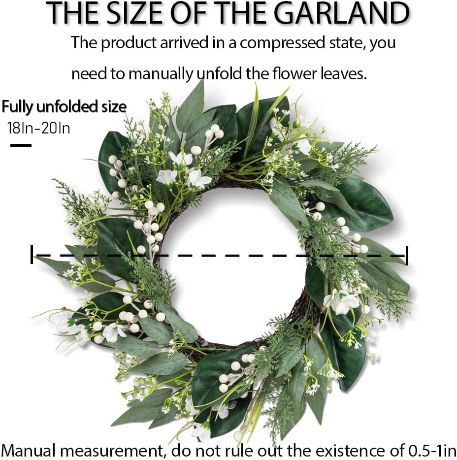 20 Inch Eucalyptus Wreath for Front Door All Seasons