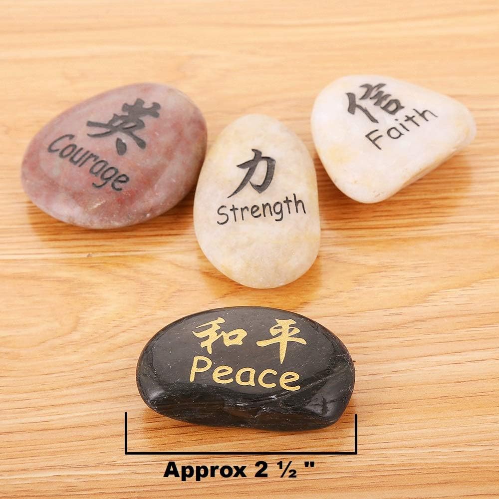 ROCKIMPACT Inspirational Kanji Engraved Stones Set of 16