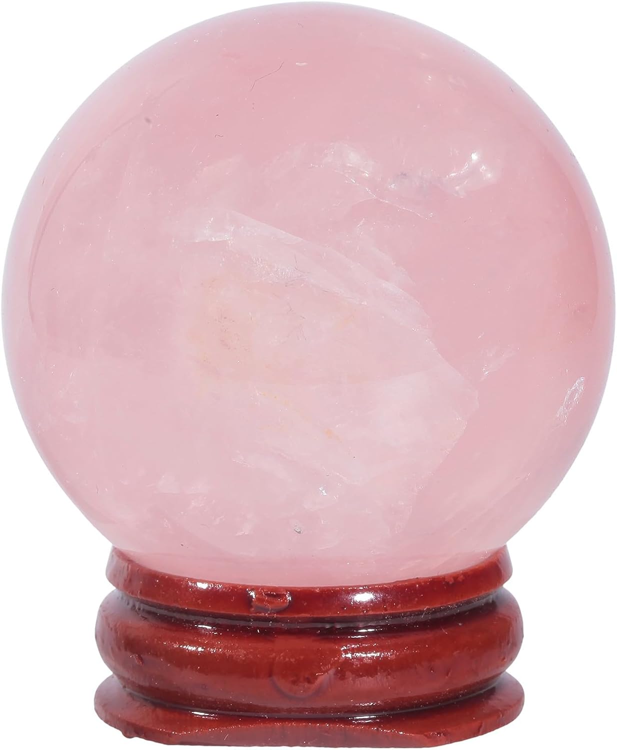 Tumbeelluwa Natural Rose Quartz Crystal Ball with Wood Stand