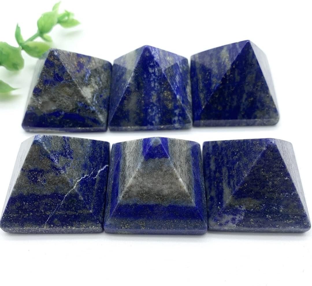 Natural Lapis Lazuli and Quartz Crystal Pyramid Reiki Tower