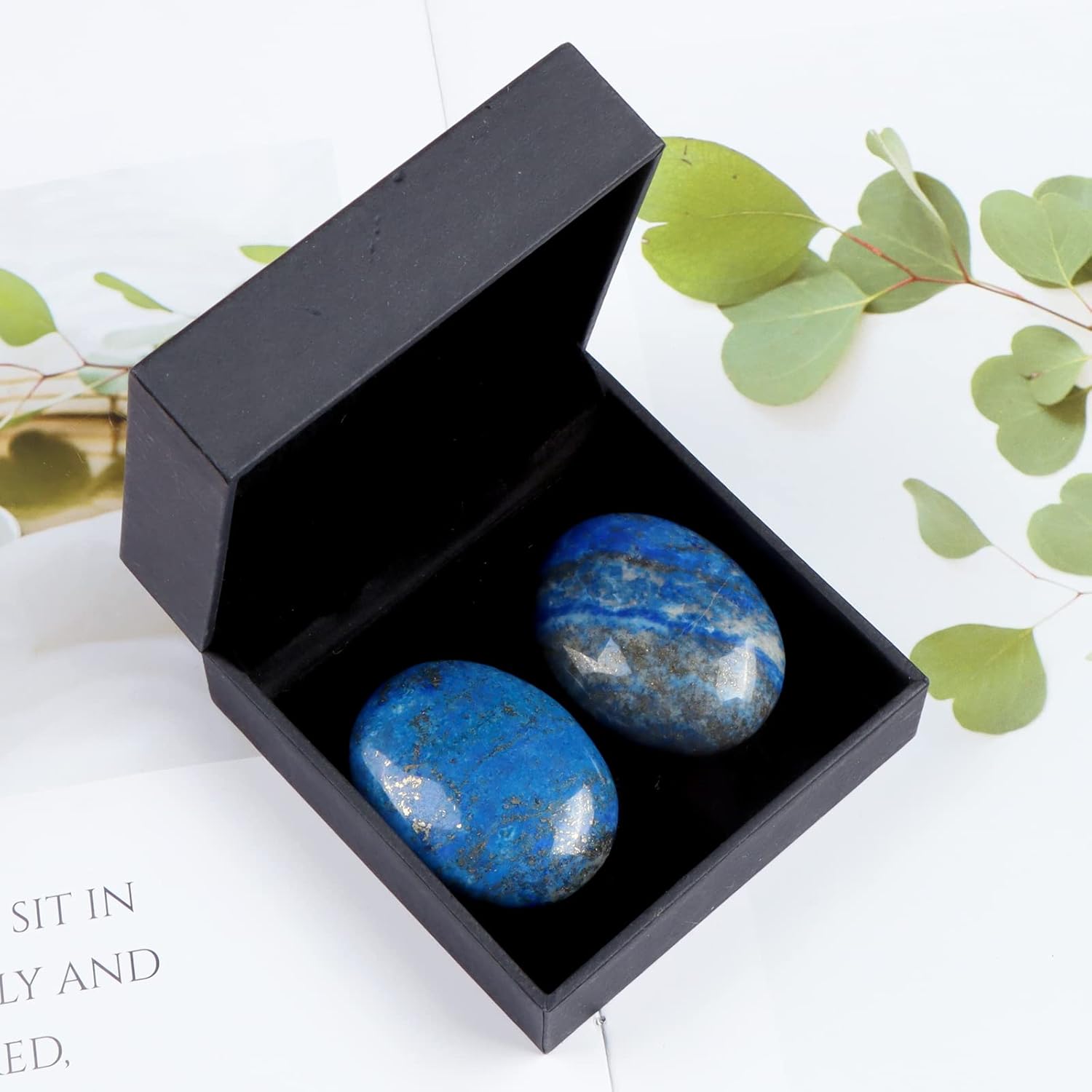 Chakra Worry Stones for Anxiety Lapis Lazuli Pocket Stones 2PCS