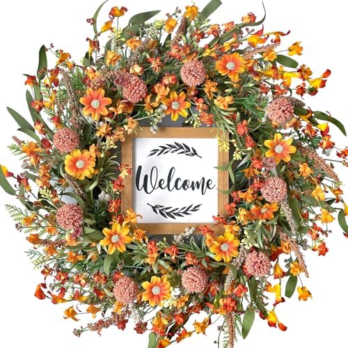 idyllic Summer Wreath for Front Door Orange Decor