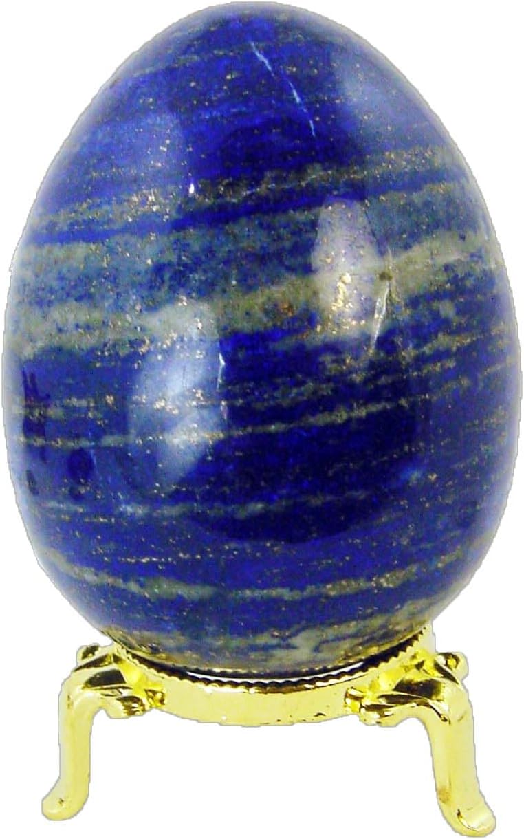 Natural Afghanistan Lapis Lazuli Egg Healing Stone with Stand
