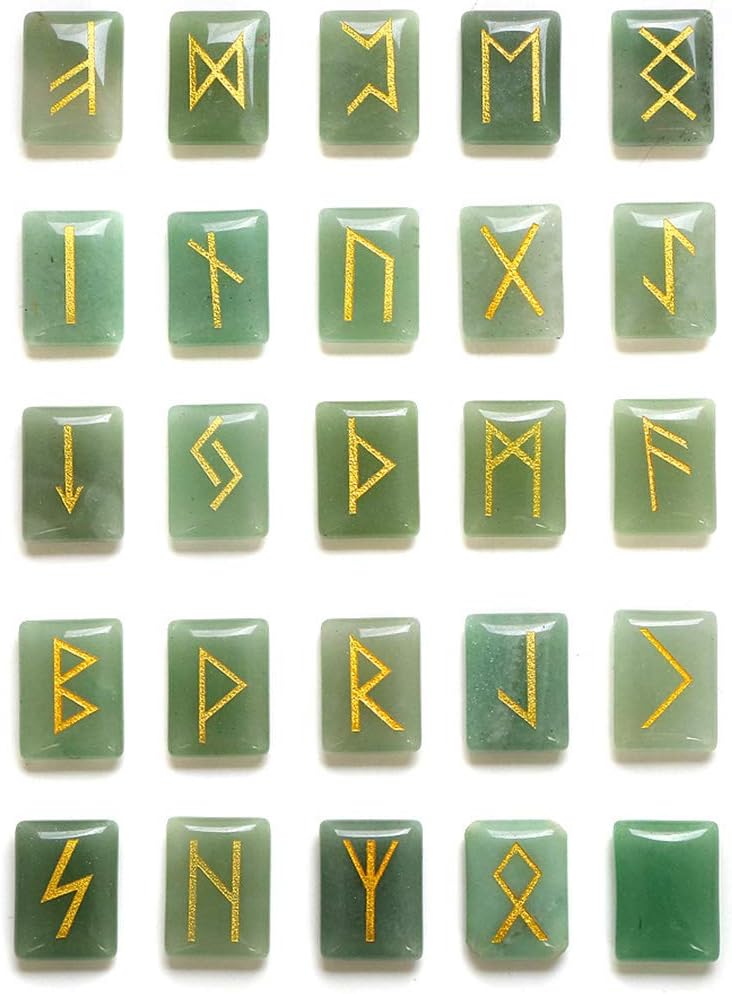 Lapis Lazuli Rune Stones Set with Engraved Lettering