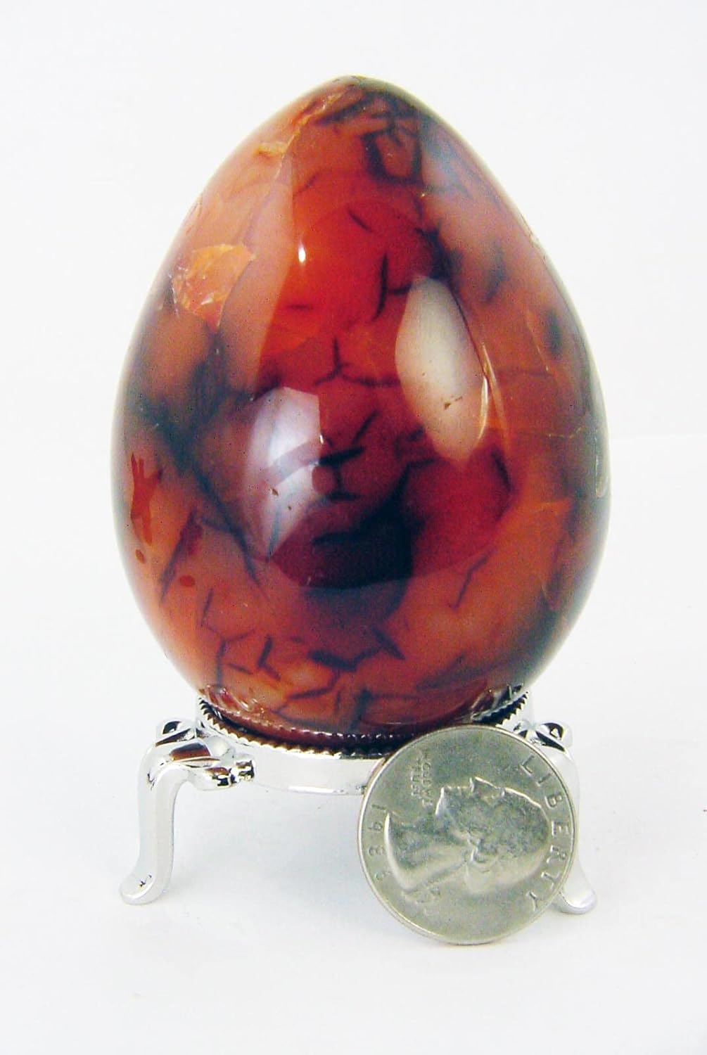 Carnelian Agate Egg with Stand for Healing and Decor