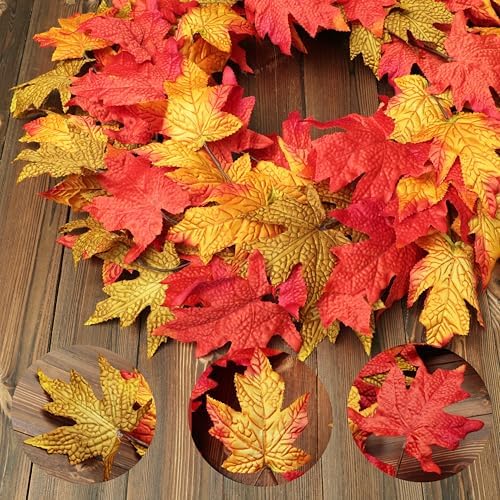 26 Inch Foldable Fall Wreath with Lights and Timer