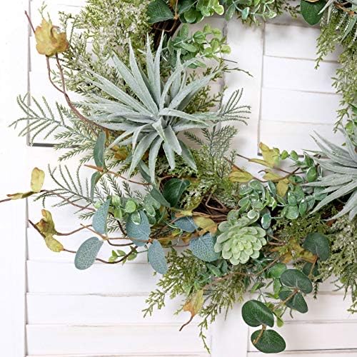 Idyllic 22 Inch Artificial Succulents Wreath for Front Door