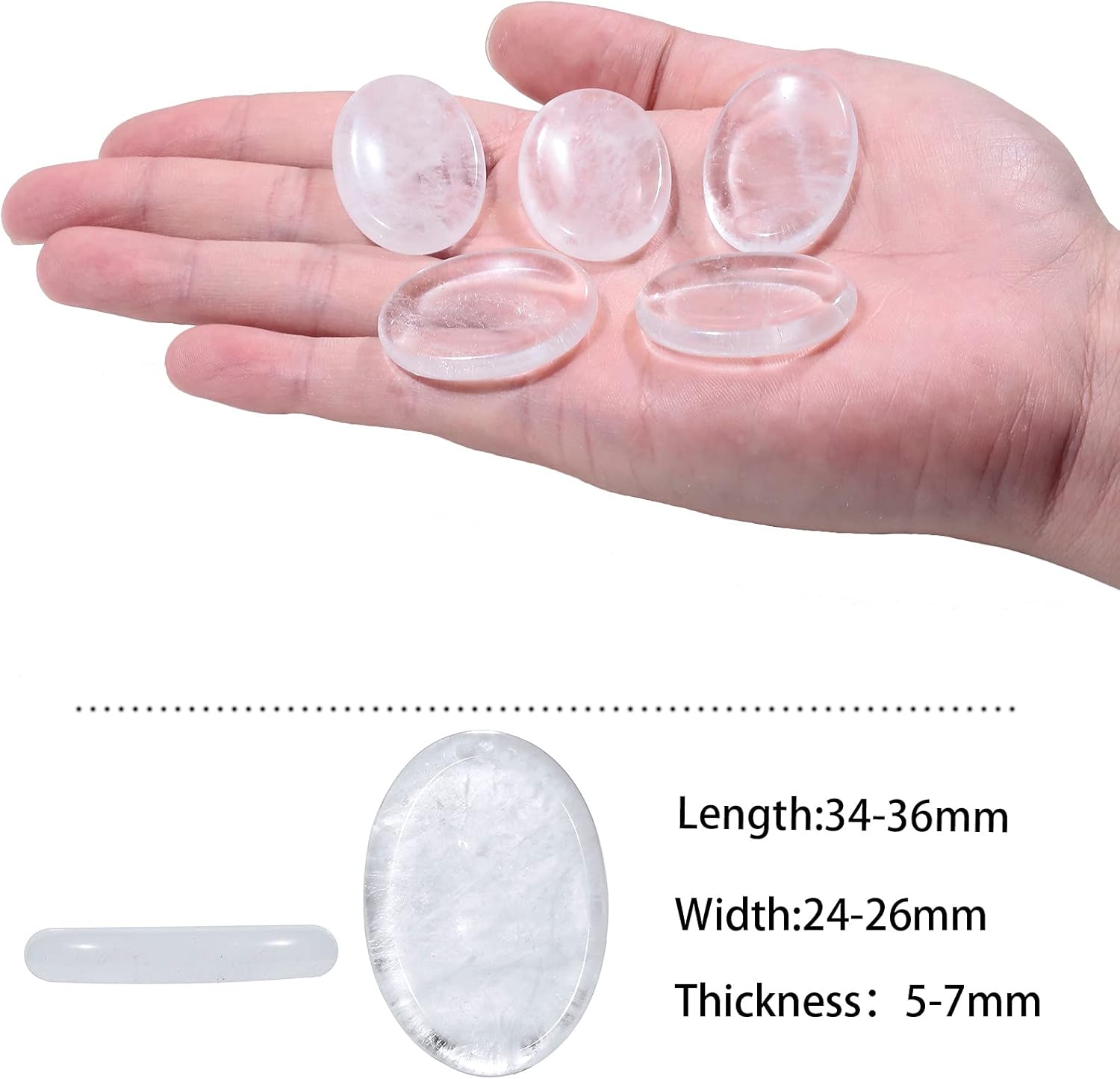 Oval Thumb Worry Stone Pack of 4 Rock Quartz Crystal Therapy