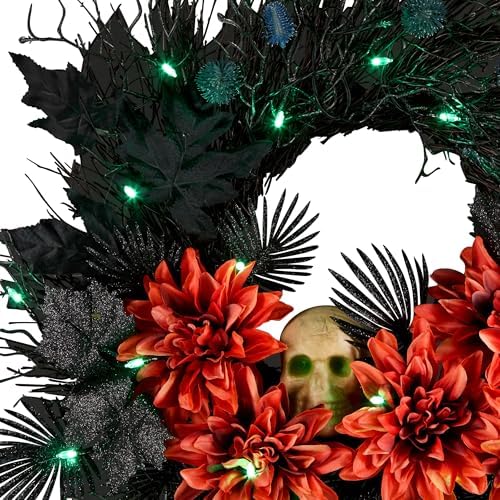 National Tree Company 24 Inch Halloween Wreath with LED Lights