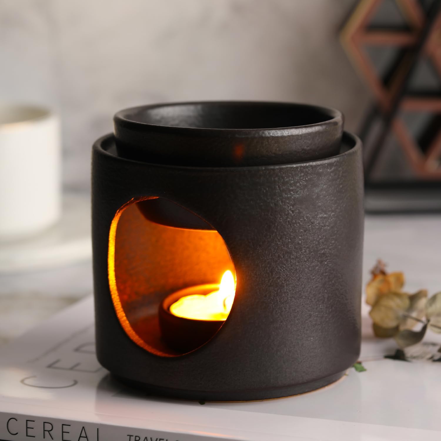 Ceramic Wax Burner with Removable Bowl and Tealight Holder
