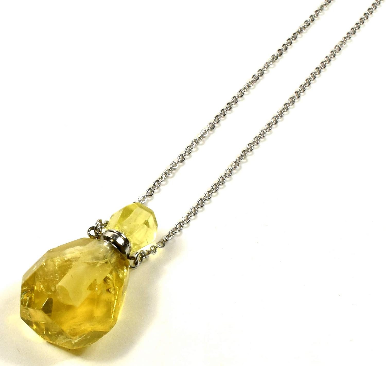 33mm Golden Citrine Mini Perfume Carved Bottle with Chain