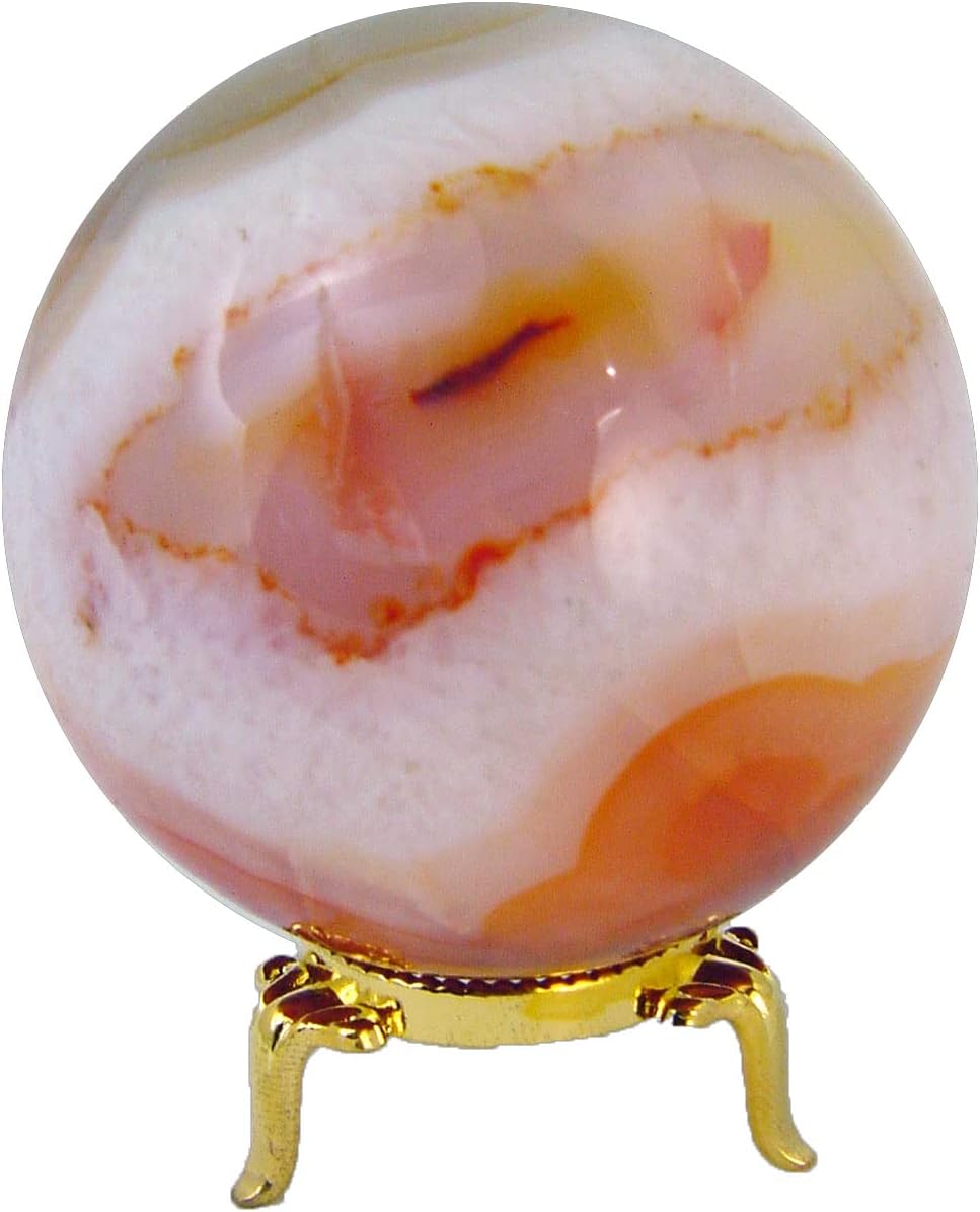 Carnelian Agate Sphere 67mm Healing Crystal with Stand