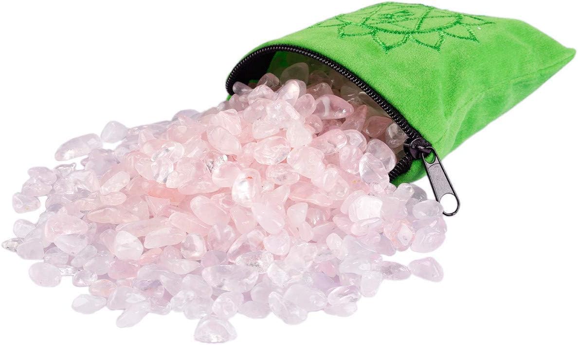 Rose Quartz Tumbled Stones with Chakra Bag and Crystal Tree Set