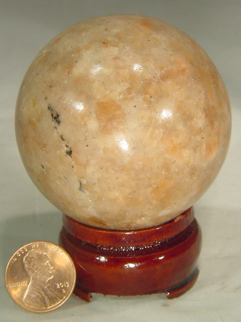 Natural Indian Sunstone 22 Inch Sphere Gemstone Lapidary with Stand