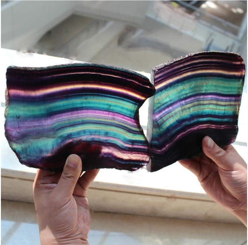 Rainbow Fluorite Slice Healing Crystal for Home Decor