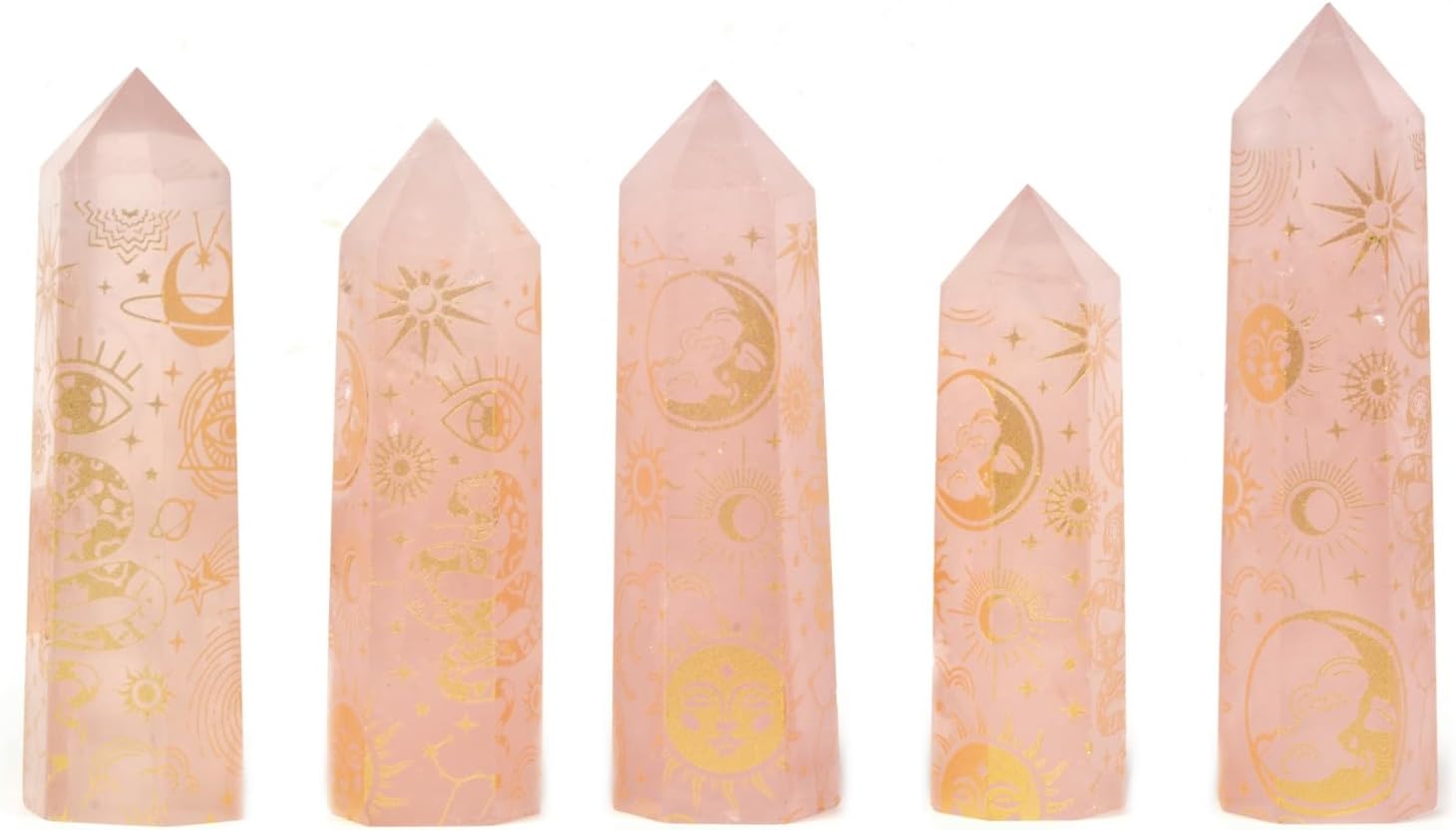 Rose Quartz Moon and Witch Crystal Tower for Healing and Energy