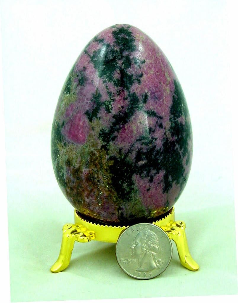 Butw Australian Rhodonite Stone Egg with Stand