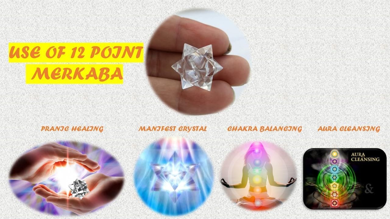 Jet Crystal Quartz Merkaba 12 Point Healing Star