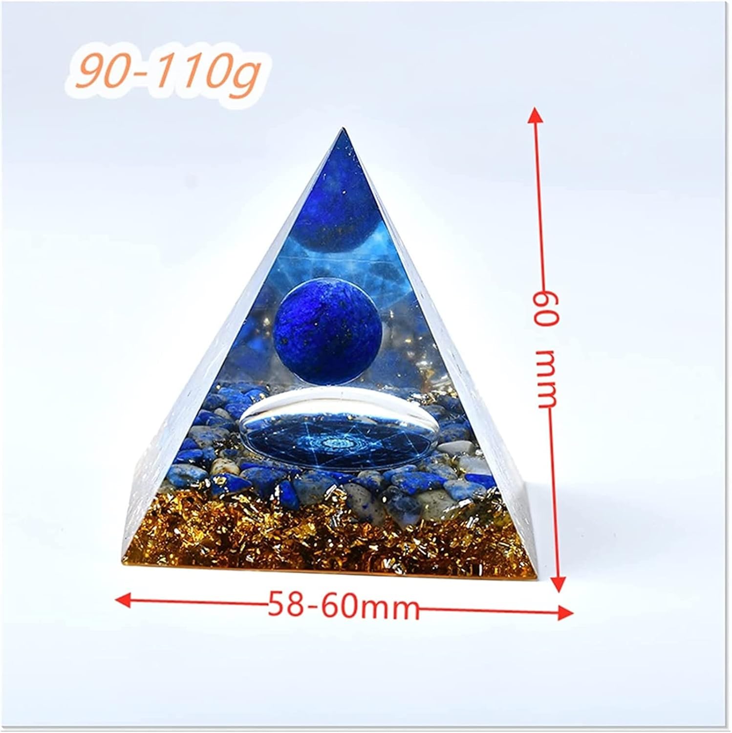 PEKMAR Natural Crystal Lazuli Eye Stone 60mm Pyramid Decoration