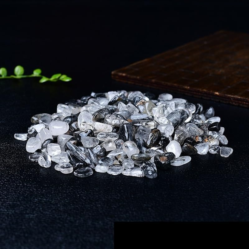 Natural Black Hair Crystal Gravel Decorative Stone 9-12mm