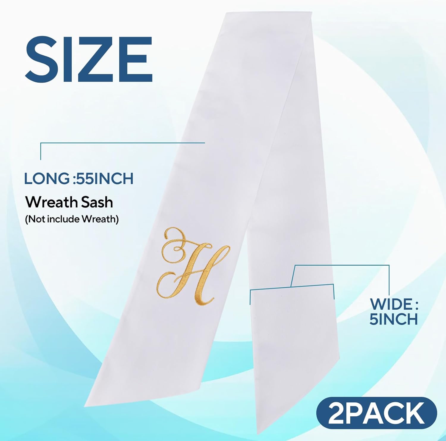 2 Pack Letter H Embroidered Wreath Sash for Front Door