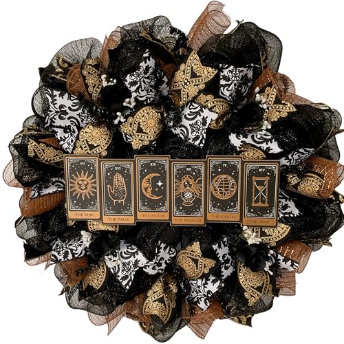 What A Mesh Tarot Card Halloween Wreath 24 or 28 Inch
